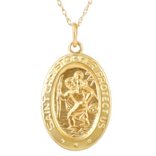 14k Yellow Gold St. Christopher Medal Pendant .5" Tall 1.5 Grams