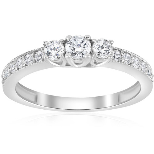 1/2ct 3 Stone Diamond Ring 14K White Gold (G-H, I1) 1/2ct 3 Stone Diamond Ring 14K White Gold (G-H, I1)