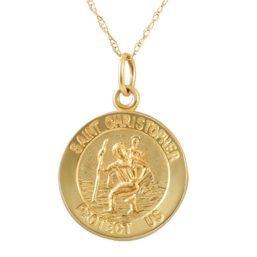 14k Yellow Gold St. Christopher Medal Pendant .5" Tall 1 Gram