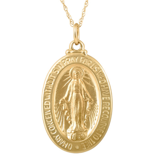 14k Yellow Gold St. Mary Medal Pendant  1" Tall 5 Grams 14k Yellow Gold St. Mary Medal Pendant  1" Tall 5 Grams