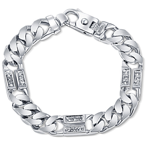Men's Designer Diamond Figaro 14k Gold (85gram) or Platinum (159gram) 12mm Bracelet 8.5" (H-I, SI)