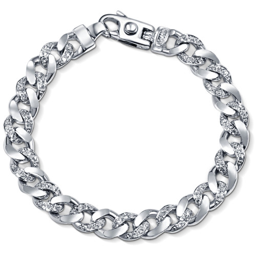 Men's 14k Gold (45gram) or Platinum (72gram) 9.5mm Diamond Bracelet 8.5" (H-I, SI)