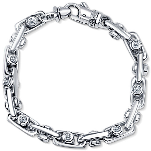 Men's 14k Gold (70gram) or Platinum (126gram) 8mm Diamond Bracelet 9" (G-H, VS2-SI1)