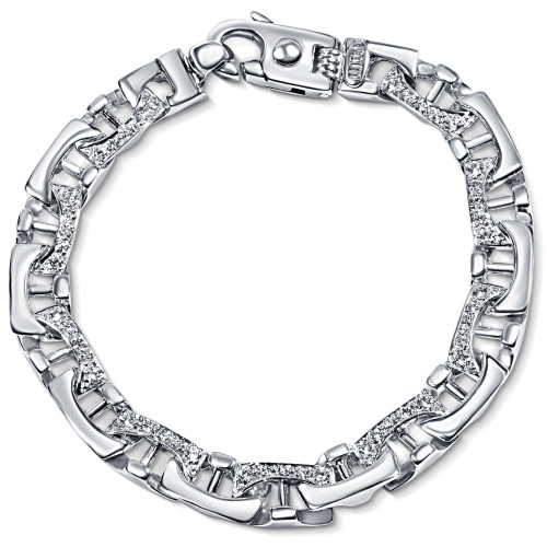 Men's 14k Gold (44gram) or Platinum (71gram) 8.5mm Diamond Bracelet 8.5" (H-I, SI)