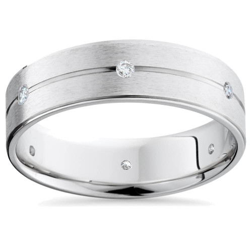 Mens 14K White Gold Diamond Comfort Fit Wedding Band (G-H, SI)