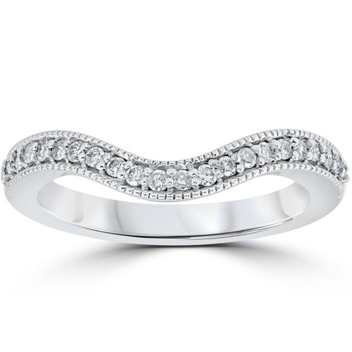 1/5ct Curved Diamond Wedding Band 14K White Gold (G-H, I1)