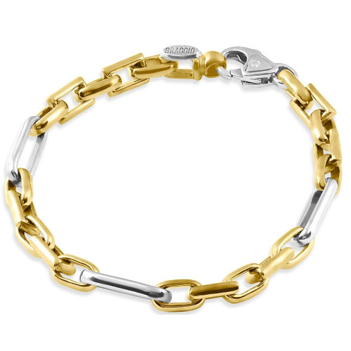 Men's Figaro 14k Gold (33gram) or Platinum (53gram) 6.5mm Link Bracelet 8.75"
