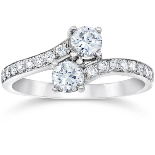 1 Carat Forever Us Diamond Two Stone Engagement Ring 10K White Gold (G-H, I1)