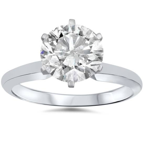 14k White Gold 1 1/2 Carat Diamond Round Solitaire Engagement Ring Enhanced (D-E, I1)