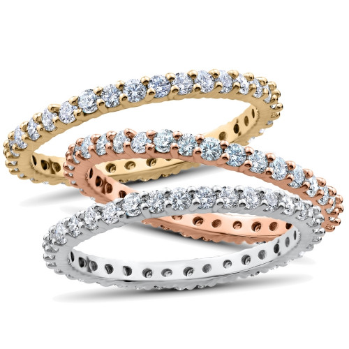 1ct Diamond Eternity Wedding Ring in 14k White, Yellow, Rose Gold Lab Grown (F-G, VS)
