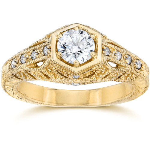 Emery .70Ct Vintage Diamond Antique Engagement 14K Yellow Gold (H-I, I1)
