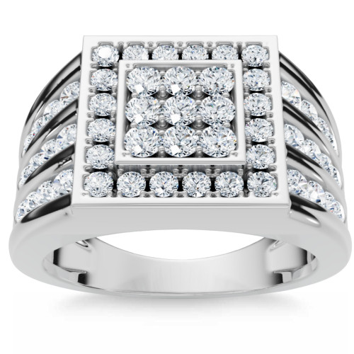 1Ct TW Diamond Men's Anniversary Wedding Ring High Polished Band 10k White Gold (G-H, I1)
