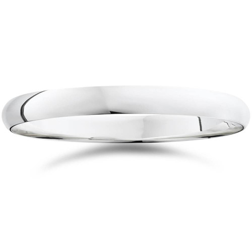 3mm Dome High Polished Wedding Band 10K White Gold Comfort Fit Plain Ring