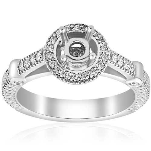 Diamond Engagement Ring Setting Semi Mount Ring 14K White Gold (G/H, I2)