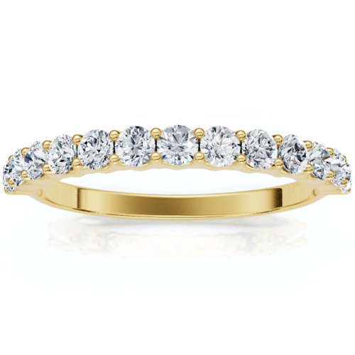 1/2 Ct TDW Diamond Wedding Ring Womens Anniversary Band 14k Yellow Gold (G-H, I1)