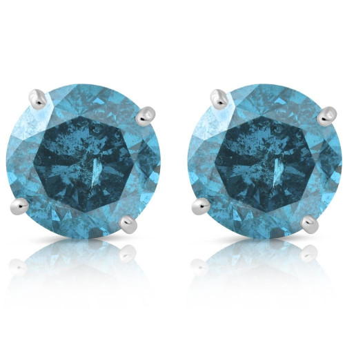1 5/8ct Blue Diamond Studs 14K White Gold Lab Grown (Blue, SI)