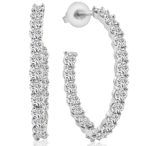 2 1/4Ct Diamond Inside Outside Hoops 10k White or Yellow Gold Earrings 1" Tall (H-I, I1) 2 1/4Ct Diamond Inside Outside Hoops 10k White or Yellow Gold Earrings 1" Tall (H-I, I1)