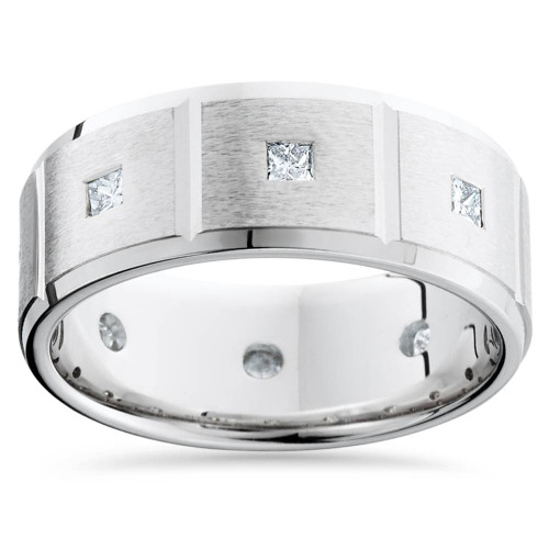 Mens 3/4ct Princess Cut Diamonds Wedding Ring New Band (G-H, SI)