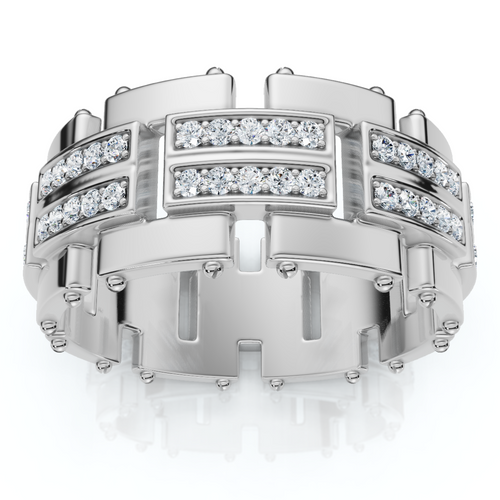 3/4Ct Men's Round Cut Diamond 10MM Wide Ring Wedding Band 10k Gold Lab Grown (F-G, VS)