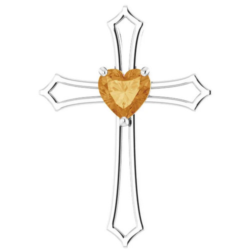 7mm Citrine Women's Heart Pendant in 14k Gold Necklace 7mm Tall 7mm Citrine Women's Heart Pendant in 14k Gold Necklace 7mm Tall