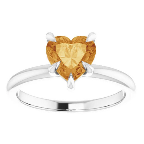 7mm Citrine Women's Heart Ring in 14k Gold 7mm Tall 7mm Citrine Women's Heart Ring in 14k Gold 7mm Tall
