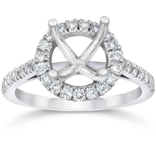 1/3CT Diamond Halo Engagement Ring Setting 14K White Gold (G-H, SI)