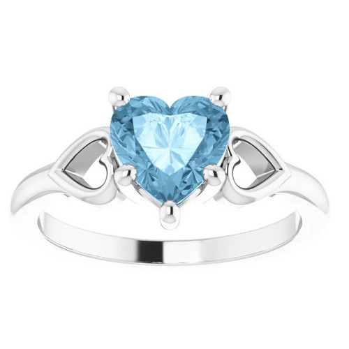 7mm Blue Topaz Women's Heart Ring in 14k Gold 5.5mm Tall 7mm Blue Topaz Women's Heart Ring in 14k Gold 5.5mm Tall