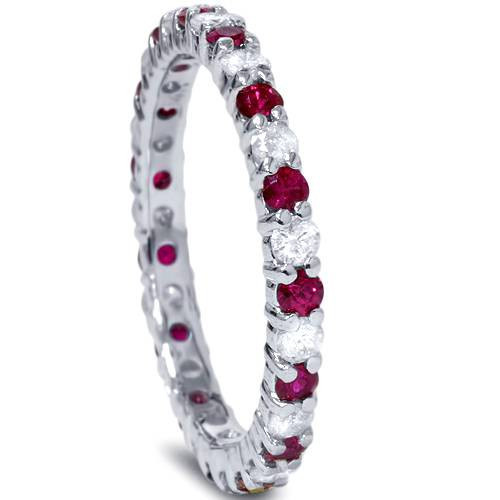 1 1/2ct Ruby & Diamond Eternity Ring 14K White Gold (G/H, I1-I2) 1 1/2ct Ruby & Diamond Eternity Ring 14K White Gold (G/H, I1-I2)