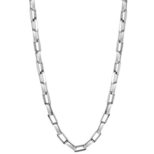 Men's Polished Steel Clasp Single Tone Rectangle 4mm Flexible Link  22" Chain Men's Polished Steel Clasp Single Tone Rectangle 4mm Flexible Link  22" Chain