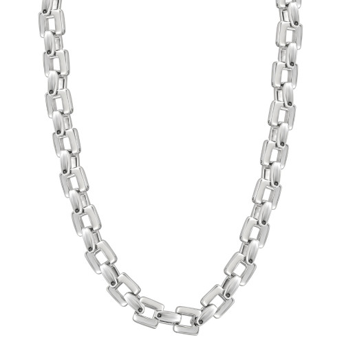 Men's Polished Steel Clasp Single Tone 10mm Flexible Link  24" Chain