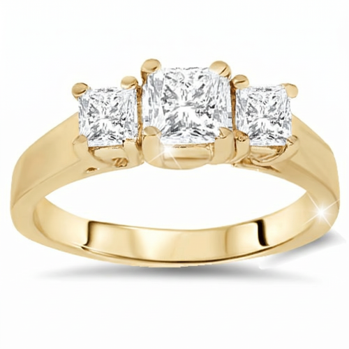 1ct Three Stone Diamond Ring 14K Yellow Gold (H-I, I1)