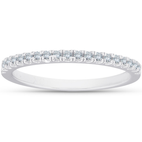 1/4 cttw Diamond Stackable Womens Wedding Ring 10k White Gold