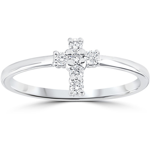 Diamond Cross Ring 1/6 cttw 10k White Gold (I-J, I1) Diamond Cross Ring 1/6 cttw 10k White Gold (I-J, I1)