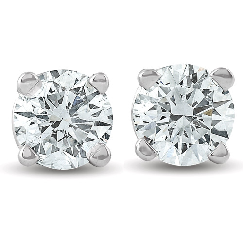 1/2Ct Round Brilliant Cut Diamond Stud Earrings in 14K Gold Classic (I-J, I2-I3)