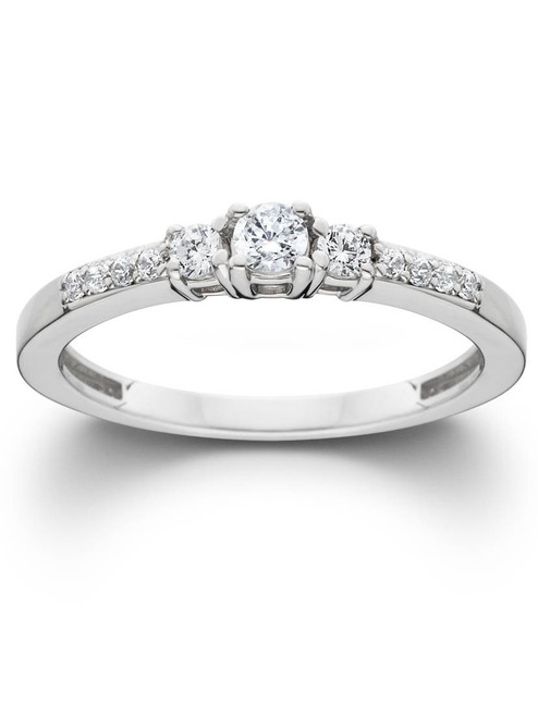 1/2ct Three Stone Round Diamond Engagement Ring 14K White Gold (H-I, SI) 1/2ct Three Stone Round Diamond Engagement Ring 14K White Gold (H-I, SI)