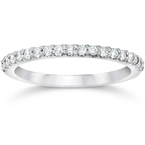 1/8ct 14k White Gold Diamond Engagement Band Wedding Stackable Prong Womens Ring (H-I, I1)