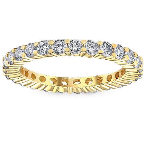 1 1/2ct Prong Diamond Eternity Ring 14K Yellow Gold (G-H, I2-I3)