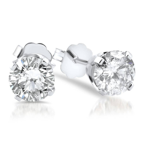 5/8ct Diamond Studs 14K White Gold Push Back (G-H, I2-I3)