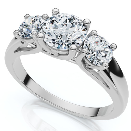 1ct Three Stone Diamond Ring 14K White Gold (G-H, SI)