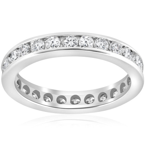 1 1/2ct Channel Set Diamond Eternity Ring 14K White Gold (G-H, I1)