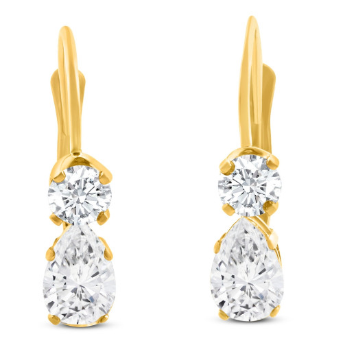 1Ct TW Pear Shape Diamond Leverback Hoops Women's Earrings 14k Gold 1/2" Tall (G-H, I2-I3)