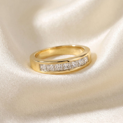 1ct Princess Cut Diamond Wedding Anniversary Ring 14k Yellow Gold (G-H, SI)