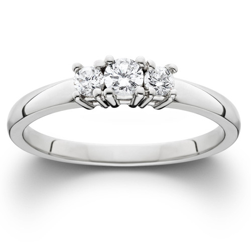 1/2ct Three Stone Diamond Ring 14K White Gold (H-I, SI)