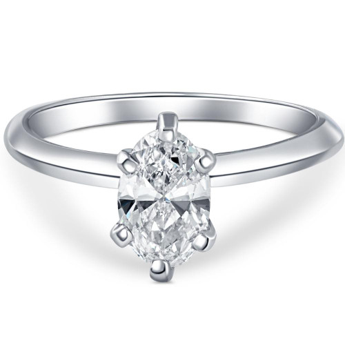 Certified Platinum 1 Ct Oval Cut Natural Diamond Solitaire Engagement Ring G/SI1 (G-H, SI)