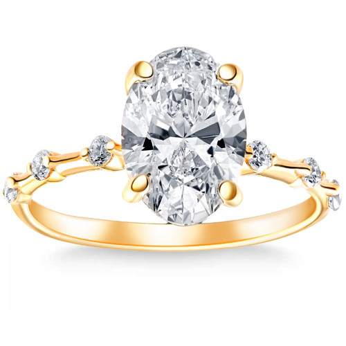 Certified 2 3/4Ct TW Oval Diamond Engagement Ring Lab Grown 14k Gold (G-H, VS2-SI1)