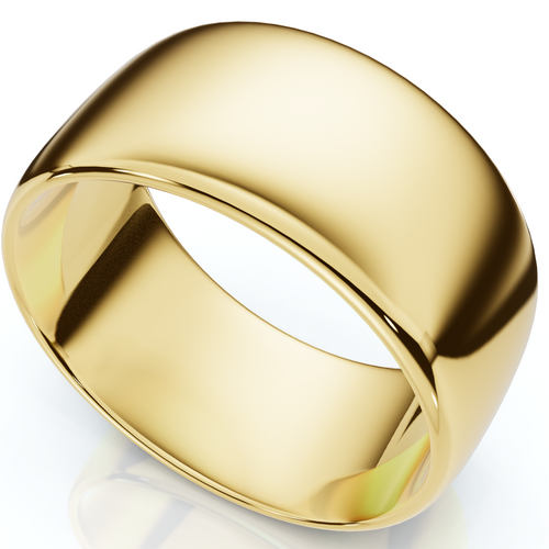 High Polished Mens Wedding Band 14K Yellow Gold