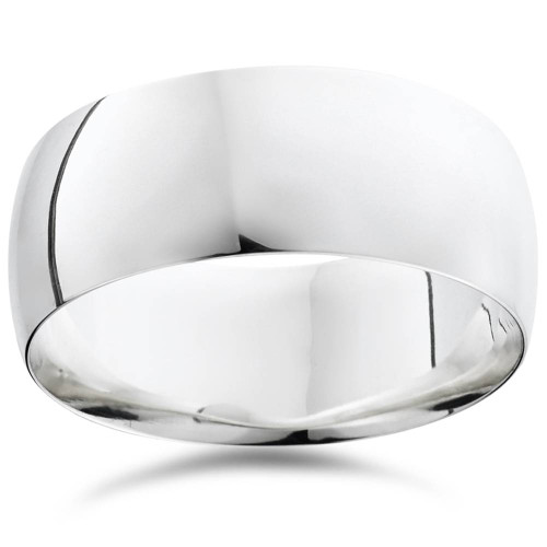 Mens High Polished Wedding Band 14K White Gold