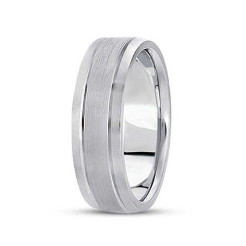 7mm Mens Brushed Flat Wedding Band 14K White Gold 7mm Mens Brushed Flat Wedding Band 14K White Gold