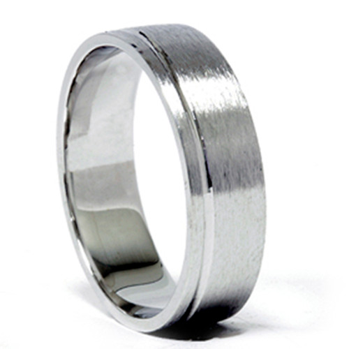 Mens 6mm Comfort Fit Wedding Band Ring  14K White Gold