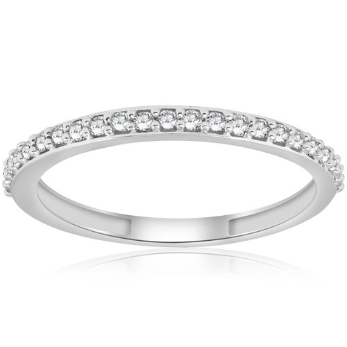 1/8ct Stackable Womens Diamond Wedding Ring 10k White Gold (I-J, I2-I3) 1/8ct Stackable Womens Diamond Wedding Ring 10k White Gold (I-J, I2-I3)